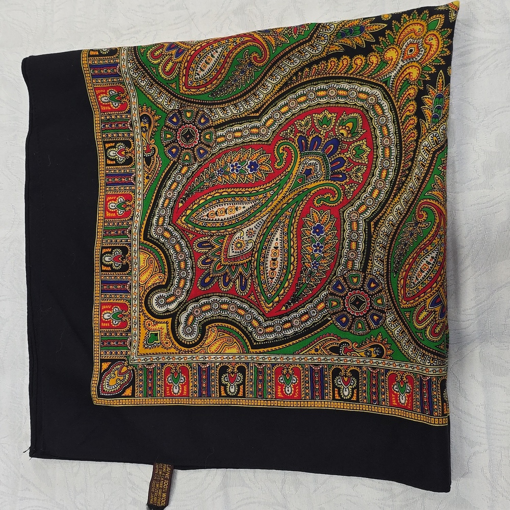 70s Wool Paisley Scarf - Japan Switzerland Type - AS IS